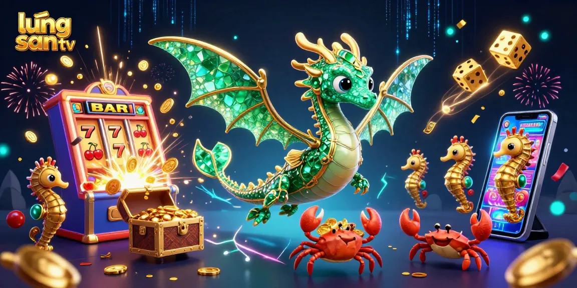 Lương sơn tv showcases a vibrant casino scene with a shimmering emerald sea dragon and dynamic slot symbols.