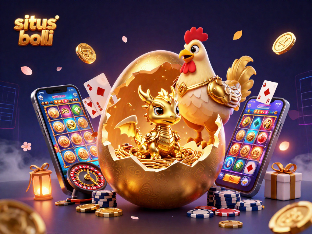 Win big on situs judi bola with a dynamic 3D sports betting illustration featuring golden dragon and poker chips.