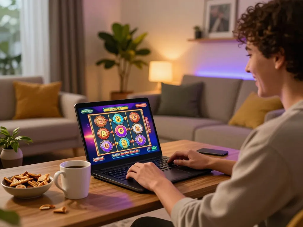 Engaging in online casino activities at trang chủ cm88 with vibrant slot machines on screen