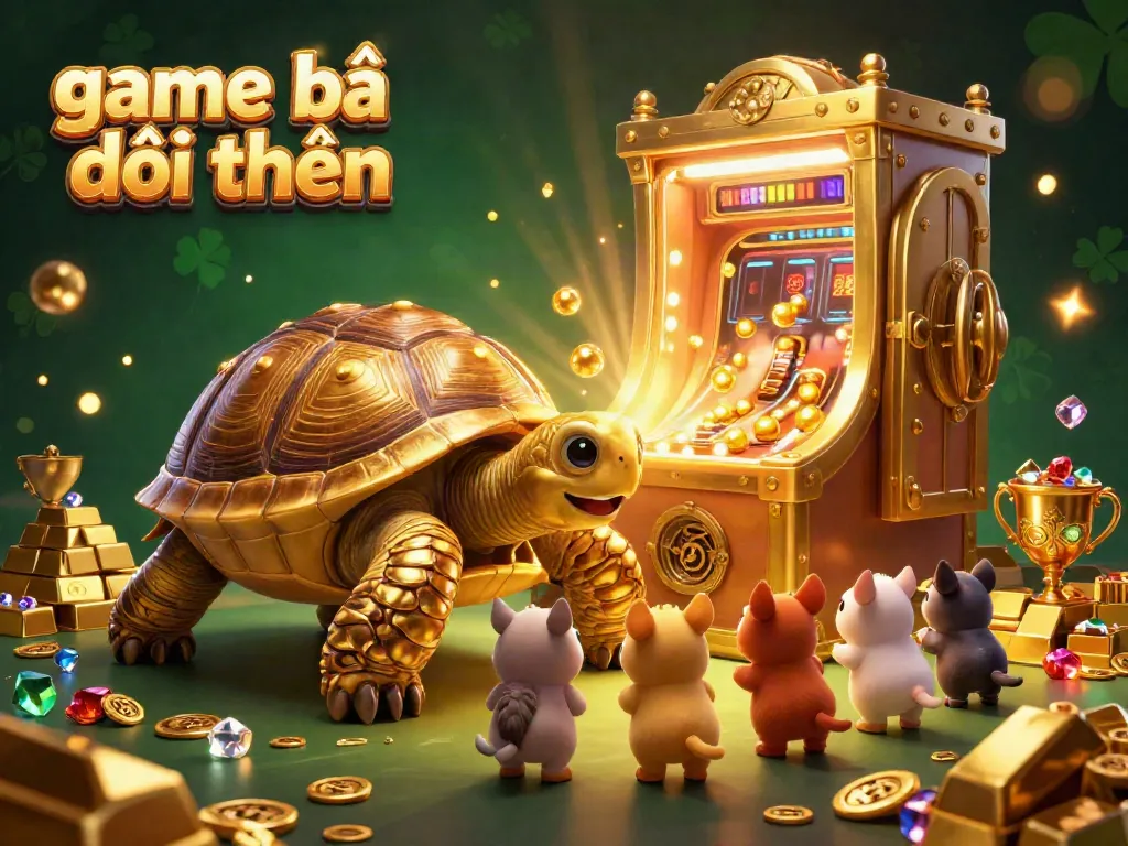 Experience excitement with game bài đổi thưởng in a vibrant casino-themed scene featuring a golden tortoise pinball machine.