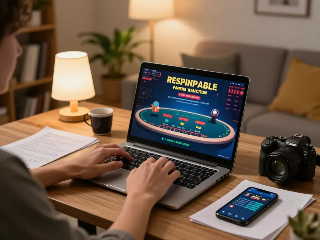 Engaging online casino experience featuring imcatherinemcgrath exploring blackjack strategies in a cozy home setting.