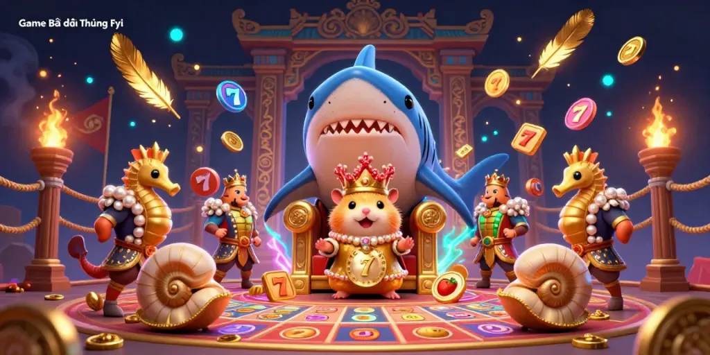 Experience thrilling gameplay in the Game Bài Đổi Thưởng Fyi with the fierce hamster king and mesmerizing casino elements.
