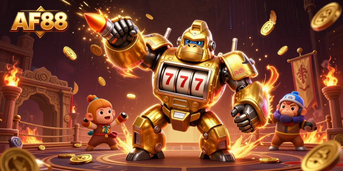 Join the AF88 adventure with a golden gorilla mech and explosive slot reels.