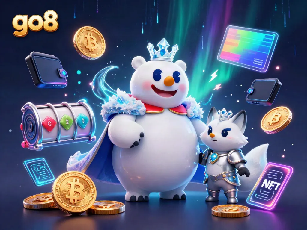 Engage with thrilling casino action at go8 featuring an ice king and snow fox amid vibrant slot games.