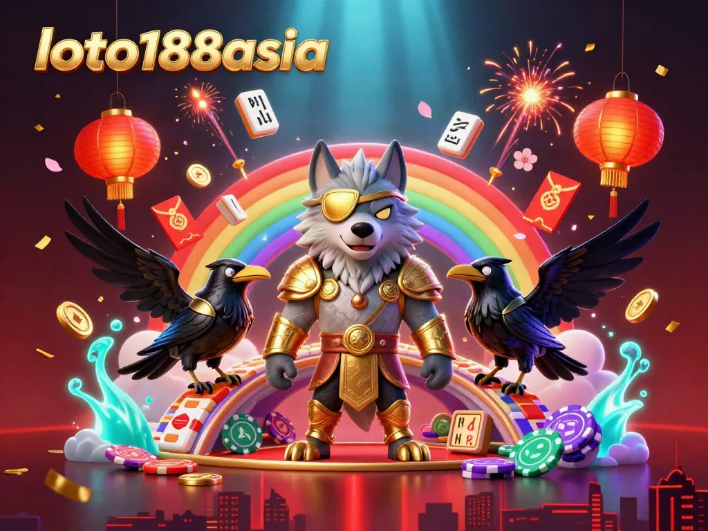 Engage in thrilling gaming action with loto188asia's vibrant 3D casino illustration.