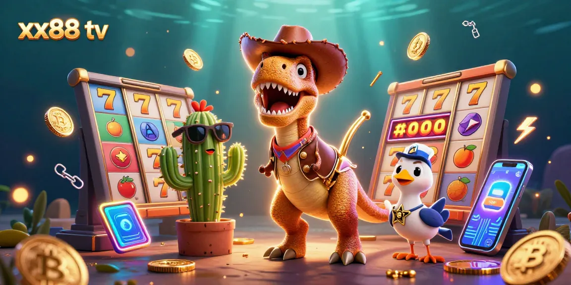 Experience captivating games with xx88 tv in this dynamic 3D casino scene featuring vibrant slot reels.
