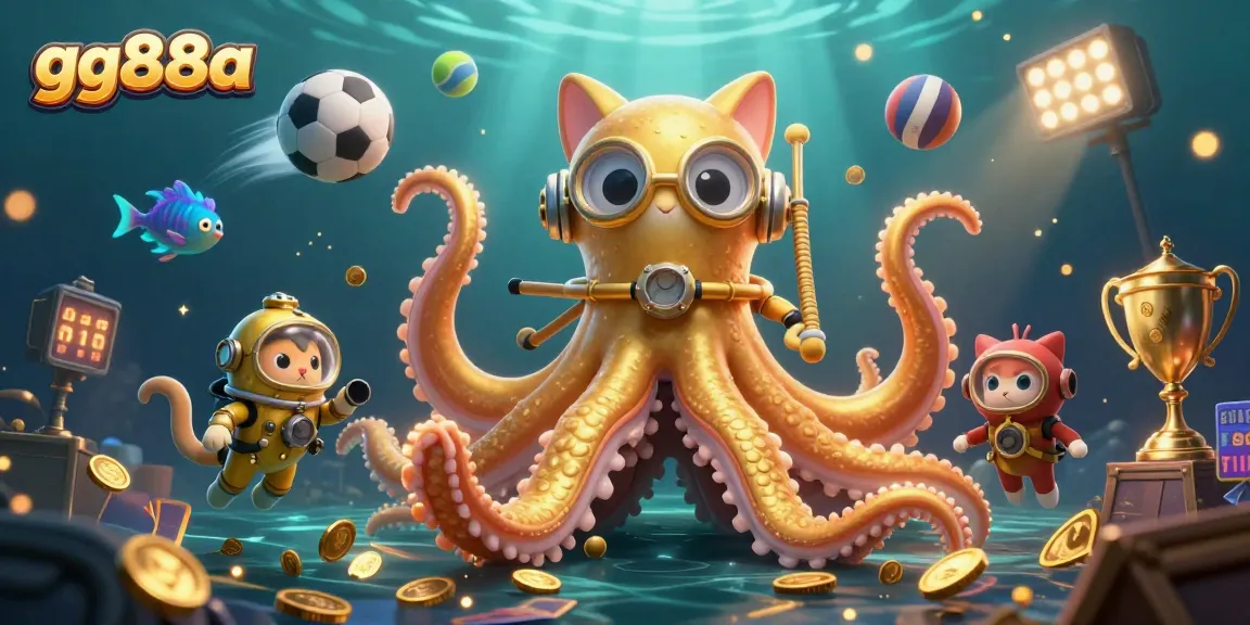 Engage with exciting gameplay on gg88a, featuring a thrilling 3D cartoon kraken amidst sports betting elements.
