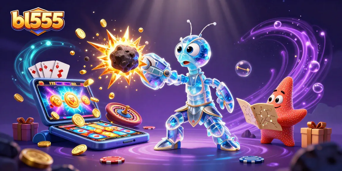Bl555 casino featuring vibrant underwater themes of galactic samurai mantis shrimp and dynamic game elements bursting with gold and color.