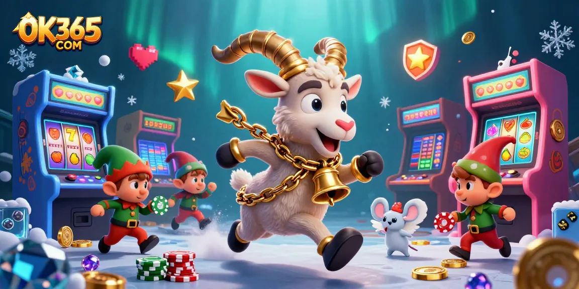 Experience thrilling casino fun with OK365 COM in a holiday-themed gaming scene.