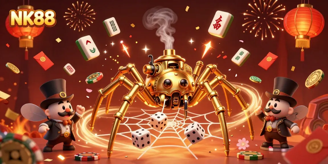 Experience thrilling gameplay at NK88 with a golden spider webbing casino excitement!