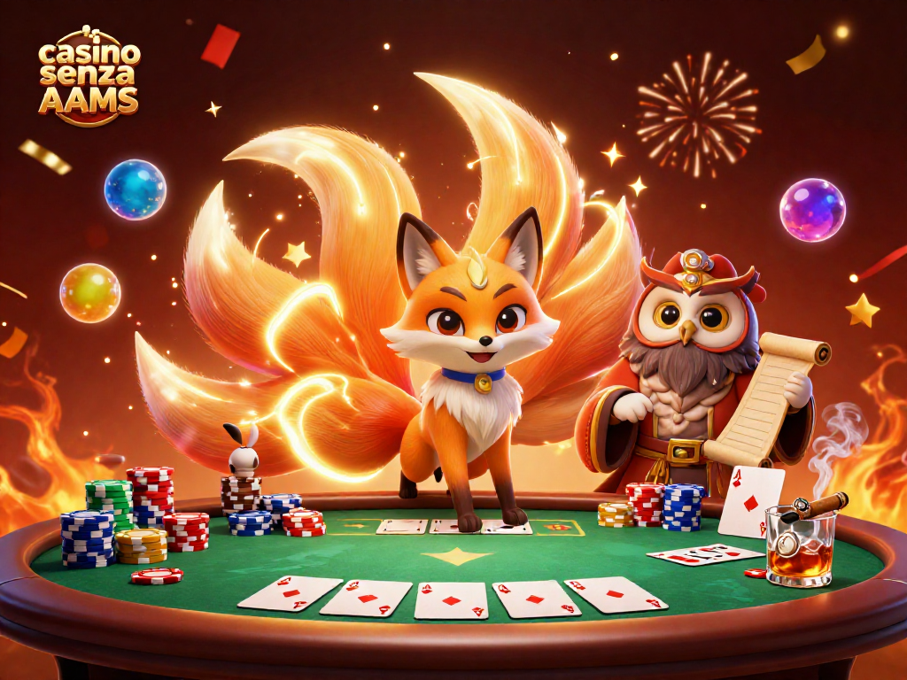 Unisci le forze nel casino senza AAMS con una magica illustrazione di spiriti e poker.