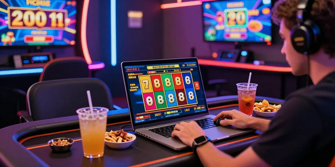 Exciting gameplay of Slot Scatter Hitam at a modern gaming desk with colorful graphics and vibrant ambiance.