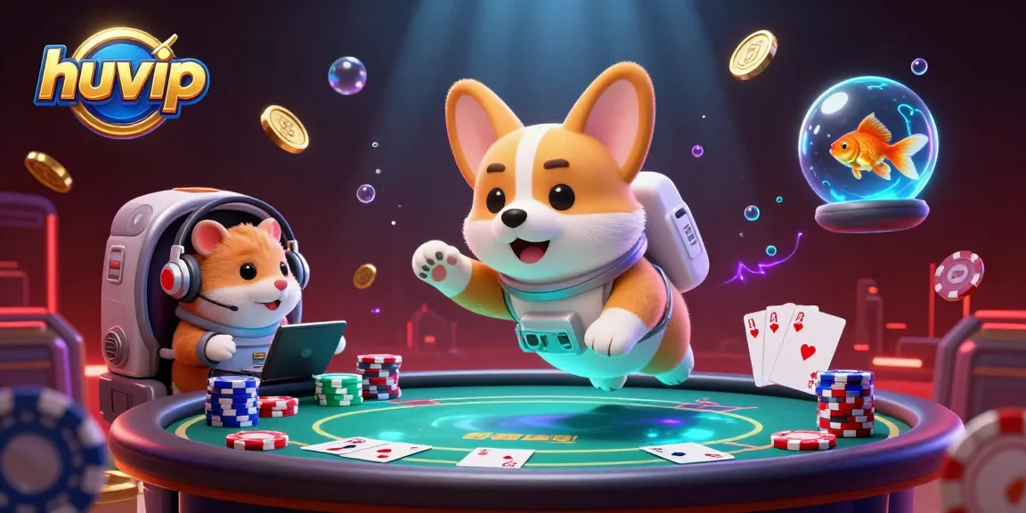 Play and win exciting games at huvip's glowing casino in zero gravity.