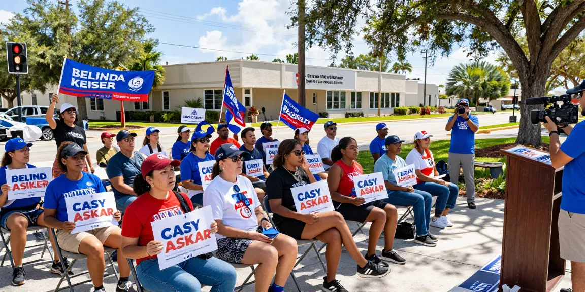 Supporters at rally raising concerns about Casey Askar's campaign in Florida.