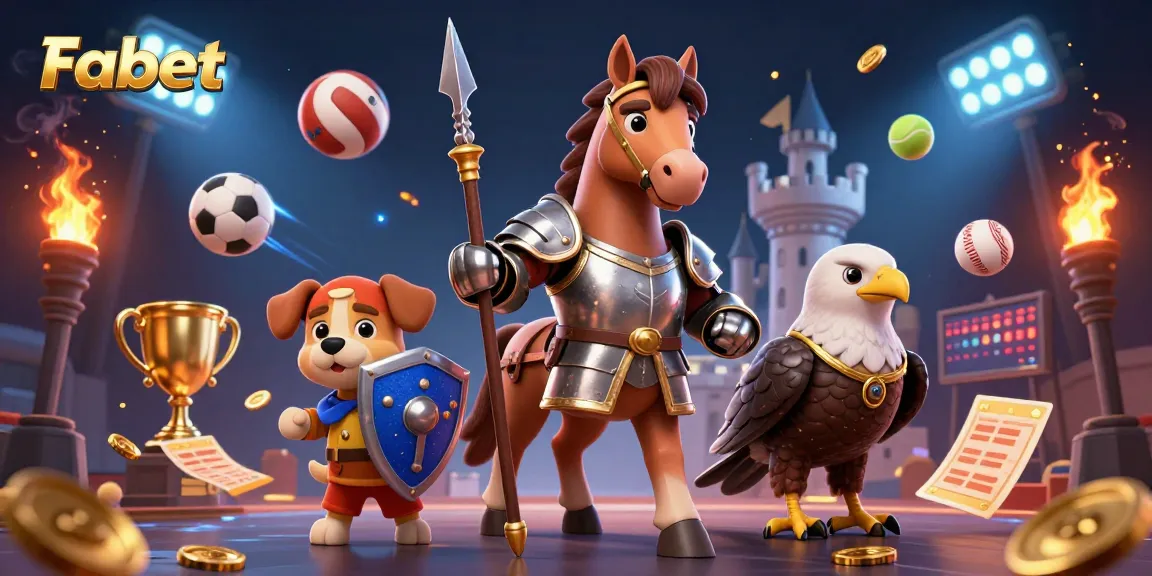 Experience thrilling sports betting with Fabet in an energetic, action-packed 3D scene.