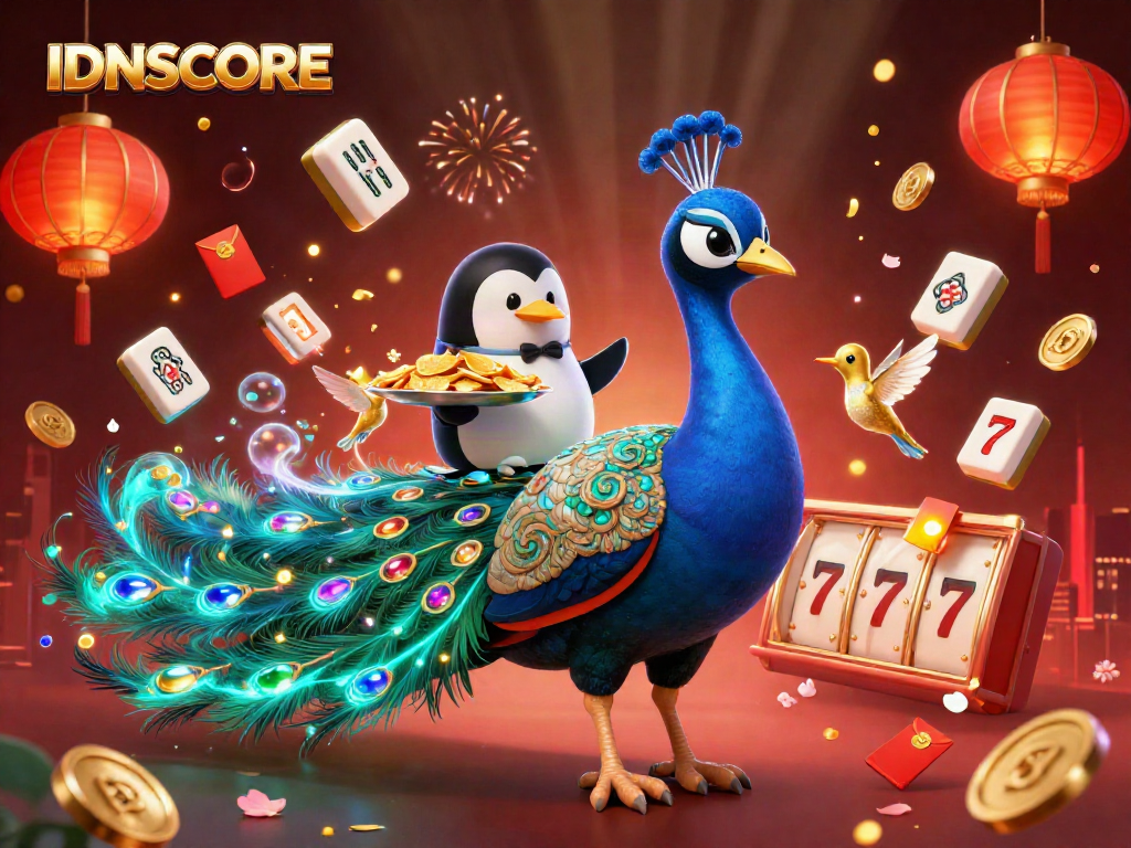 Join IDNSCORE for exciting slots action with a dazzling Peacock and golden chips