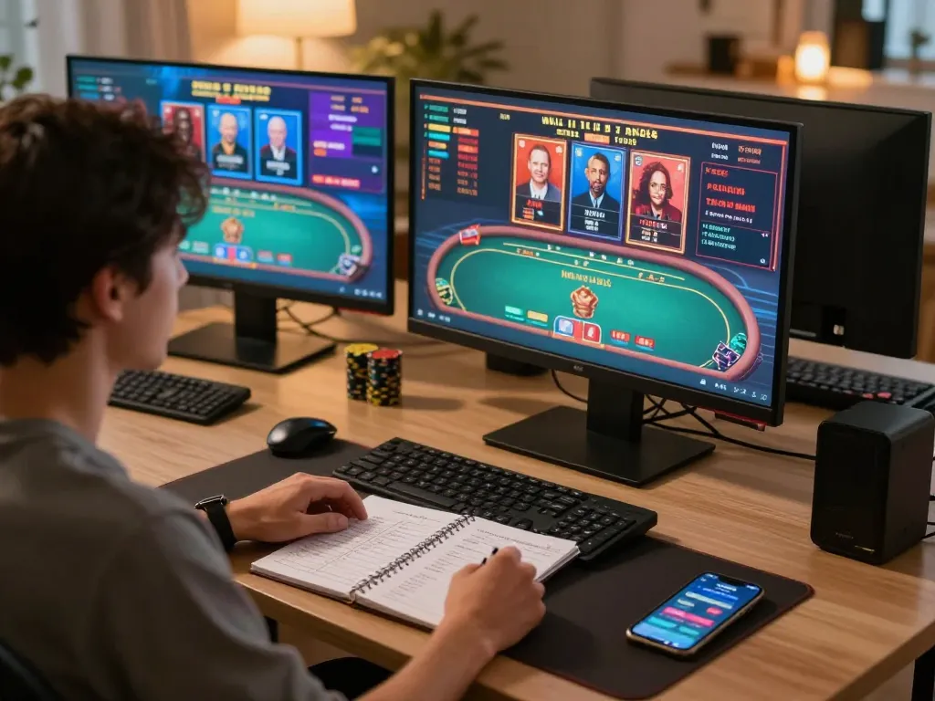 Engaging online gaming session at home, showcasing tjcjventures casino strategies and betting apps.
