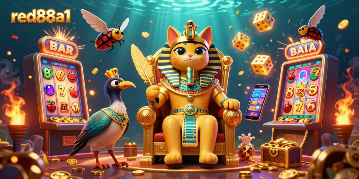 Engage with the exciting world of red88a1 as the pharaoh cat rules, surrounded by thrilling casino elements and jackpot excitement.