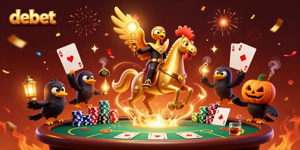 Experience debet gaming excitement in a vibrant midnight casino scene with captivating characters and rich poker elements.