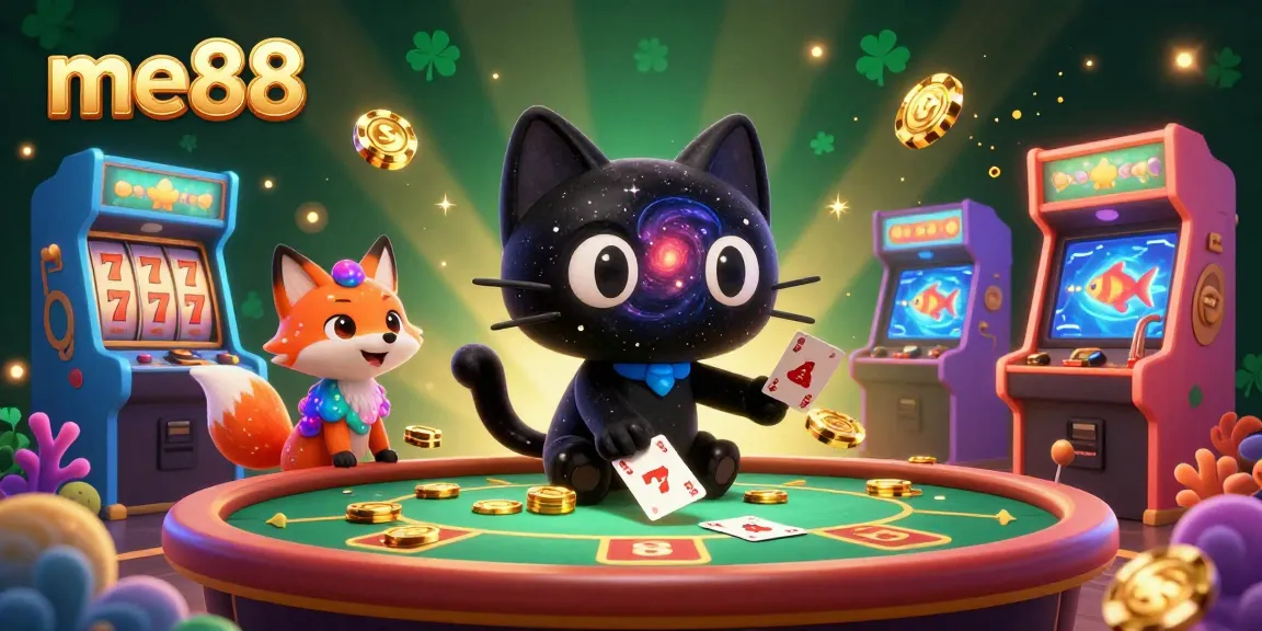 Engage in thrilling casino games at me88, featuring vibrant characters and an immersive cosmic atmosphere.