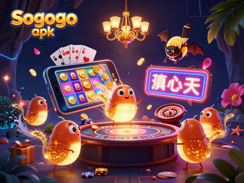 Sogogo apk illuminates the fun of gambling in a cave casino with glowworms and a bat dealer.
