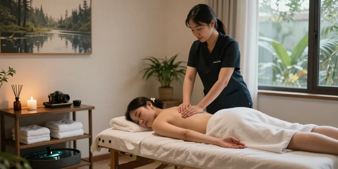용인출장마사지 therapy in a tranquil wellness center with soothing ambient lighting and relaxing atmosphere.