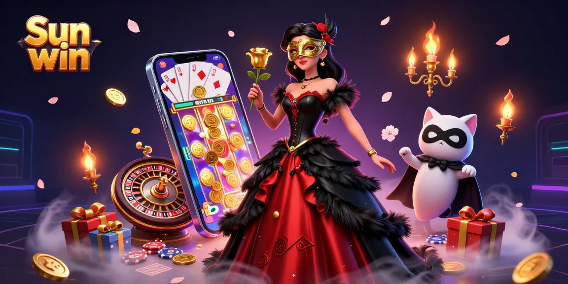 Play diverse casino games with thrilling visuals in Sun win's vibrant digital art
