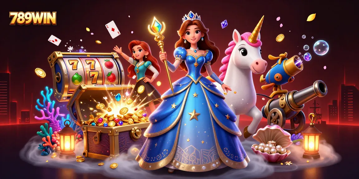Join the excitement at 789WIN with sparkling treasures and vibrant games in an immersive casino scene.