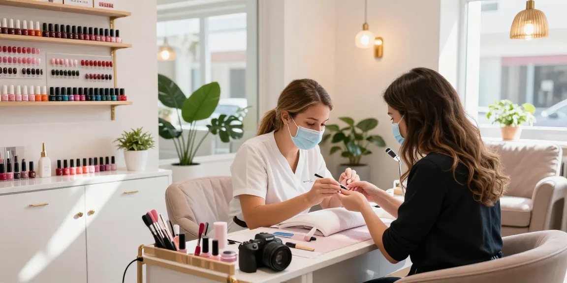 Professional manicure service at Paradise Nail Beauty salon, showcasing vibrant nail colors and expert techniques.